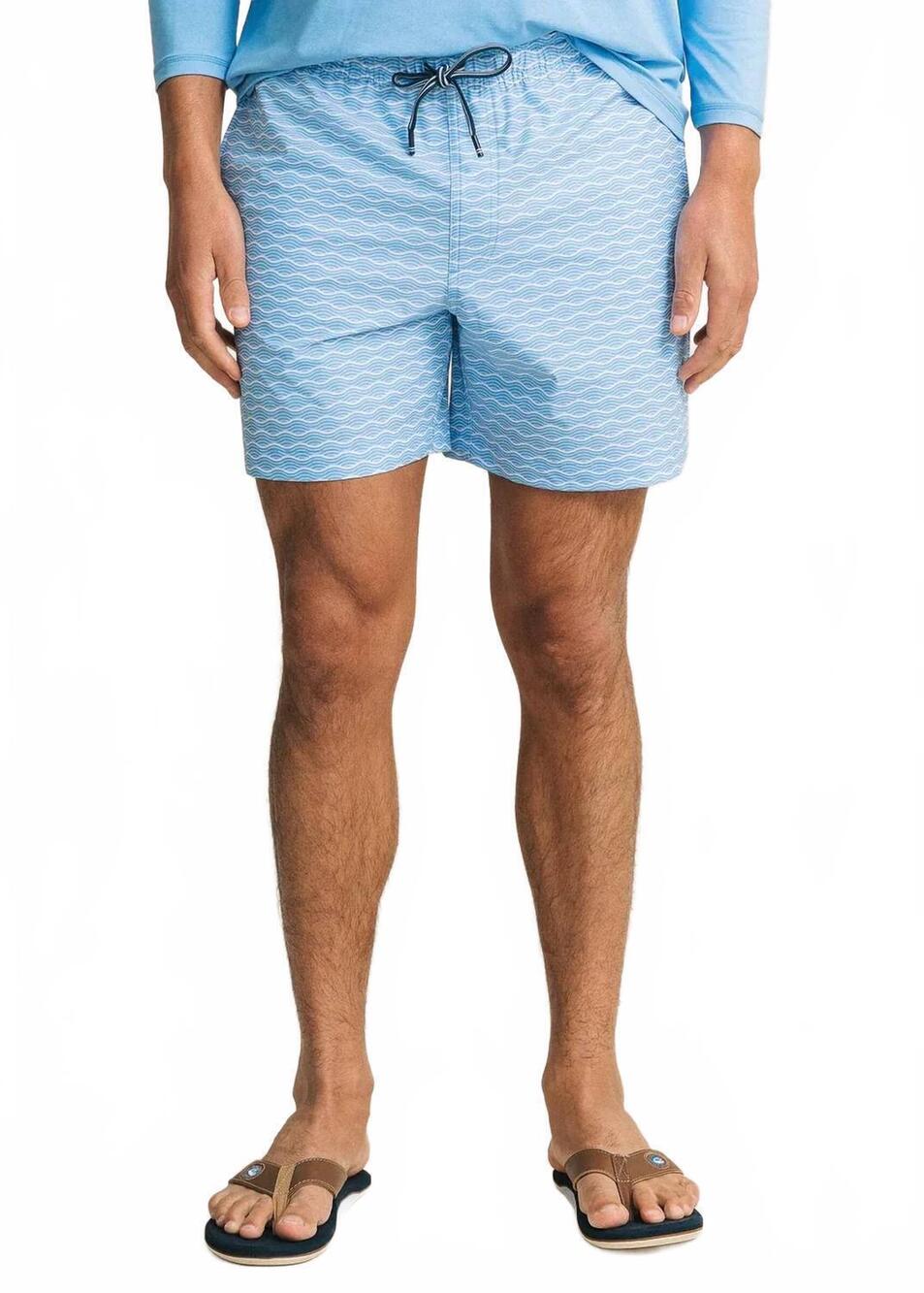 NEW SOUTHERN TIDE men's ocean echo maritime swim trunk in blue